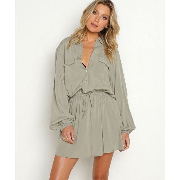 NWT L Space Amelia Dress Olive Green - Picture 1 of 10